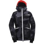 Dámské Zimní bundy s kapucí 2117 OF SWEDEN Nepromokavé Větruvzdorné v černé barvě v minimalistickém stylu s maskáčovým vzorem z polyesteru ve velikosti XS se sněžným pásem 