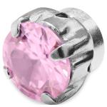 Pánské Náušnice z chirurgické oceli Lucléon v růžové barvě z krystalu broušené 