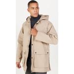 Pánské Zimní kabáty Větruvzdorné ve smetanové barvě z polyamidu ve velikosti XL s dlouhým rukávem s vysokým krkem ve slevě 