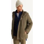 Pánské Kabáty s kapucí Větruvzdorné v khaki barvě z polyesteru ve velikosti XL s dlouhým rukávem s vysokým krkem ve slevě 