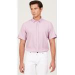 Pánské Slim fit košile v lila barvě z polyesteru s krátkým rukávem ve slevě 