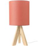 Stolní lampy Acadecor v korálově červené barvě v retro stylu ze dřeva kompatibilní s E14 
