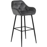 Barové židle Actona Company v tmavě šedivé barvě v elegantním stylu ze sametu s nohami 