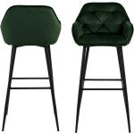 Barové židle Actona Company v barvě lesní zeleně v elegantním stylu ze sametu s nohami 