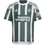 Nová kolekce: Dětská trička s krátkým rukávem adidas Junior v tmavě zelené barvě s pruhovaným vzorem s motivem Manchester United ve slevě 