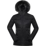 Dámské Zimní bundy s kapucí ALPINE PRO Nepromokavé v černé barvě v elegantním stylu ve velikosti XXL ve slevě plus size 
