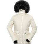 Dámské Zimní bundy s kapucí ALPINE PRO Nepromokavé v béžové barvě v moderním stylu z kožešiny ve velikosti XXL ve slevě plus size 