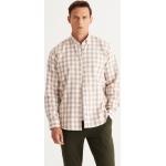 Pánské Flanelové košile v khaki barvě v ležérním stylu s kostkovaným vzorem z bavlny ve velikosti L s dlouhým rukávem s button-down límcem ve slevě 