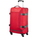 Textilní kufry American Tourister v červené barvě na čtyřech kolečkách o objemu 62 l 