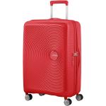 Plastové kufry American Tourister v korálově červené barvě na čtyřech kolečkách 