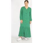 Dámské Košilové šaty v zelené barvě z viskózy ve velikosti XL s dlouhým rukávem ve slevě plus size 