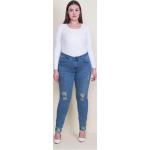 Dámské Skinny džíny v modré barvě z bavlny ve velikosti XL ve slevě plus size 
