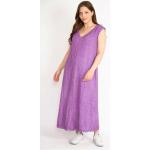 Dámské Maxi šaty v lila barvě lněné ve velikosti XXL ve slevě plus size 