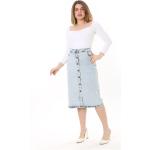 Dámské Džínové sukně v šedé barvě z bavlny ve velikosti 3 XL ve slevě plus size 