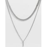 ASOS DESIGN double layer neckchain with cross in silver tone