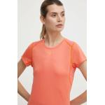 Dámská  Trička na běhání Mizuno DryAeroFlow v oranžové barvě z polyesteru ve velikosti L s krátkým rukávem 