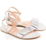 Dámské Kožené sandály v bílé barvě v lakovaném stylu z kůže ve velikosti 37 na léto 