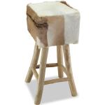 Barová stolička Moliba - hranatá | pravá kůže a teak