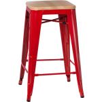 Barové židle v červené barvě v industriálním stylu z jasanu 