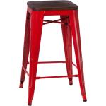 Barové židle v červené barvě v industriálním stylu z jasanu 
