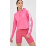 Dámské Rozepínací mikiny s kapucí adidas v růžové barvě z bavlny ve velikosti L 