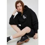 Dámské Designer Rozepínací mikiny s kapucí Calvin Klein Jeans v černé barvě z bavlny ve velikosti M ve slevě 