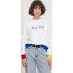 Dámská  Jarní a podzimní móda United Colors of Benetton v bílé barvě z bavlny ve velikosti L s kulatým výstřihem 