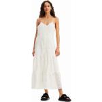 Dámské Šaty Desigual v bílé barvě z bavlny ve velikosti M s výstřihem do V ve slevě 