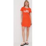 Dámské Designer Mini šaty Moschino Love Moschino v oranžové barvě z bavlny ve velikosti 10 XL s krátkým rukávem 