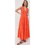 Dámské Šaty MAX & CO. v oranžové barvě z bavlny ve velikosti 9 XL maxi s výstřihem do V ve slevě 