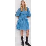 Dámské Mini šaty REDValentino v modré barvě z bavlny ve velikosti 10 XL s krátkým rukávem 