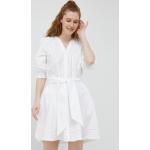 Dámské BIO Mini šaty Tommy Hilfiger v bílé barvě z bavlny s výstřihem do V 