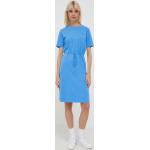 Dámské BIO Mini šaty Tommy Hilfiger v modré barvě z bavlny ve velikosti XXL s krátkým rukávem strečové ve slevě plus size 