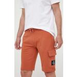 Designer Kapsáčové kraťasy Calvin Klein Jeans v oranžové barvě z bavlny ve velikosti XXL plus size 
