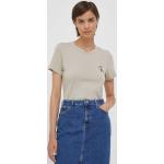 Dámské Designer Topy s potiskem Calvin Klein Jeans v béžové barvě ve velikosti S s krátkým rukávem s kulatým výstřihem strečové 