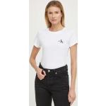 Dámské Designer Topy s potiskem Calvin Klein Jeans v bílé barvě z bavlny ve velikosti S s krátkým rukávem strečové 