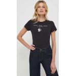 Dámské Designer Topy s potiskem Calvin Klein Jeans v černé barvě z bavlny ve velikosti M s krátkým rukávem s kulatým výstřihem 