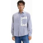 Košile s dlouhým rukávem Desigual v modré barvě z bavlny ve velikosti XXL s dlouhým rukávem plus size 