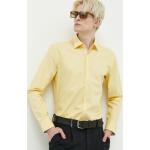 Slim fit košile HUGO v žluté barvě z bavlny s dlouhým rukávem ve slevě 