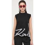 Dámské BIO Topy s potiskem Karl Lagerfeld v černé barvě ve velikosti L bez rukávů strečové ve slevě 