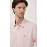 BIO Slim fit košile Lacoste v růžové barvě z bavlny 