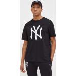  Trička s kulatým výstřihem NEW ERA v černé barvě z bavlny ve velikosti L s krátkým rukávem s kulatým výstřihem  strečová  s motivem New York Yankees 