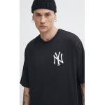  Trička s kulatým výstřihem NEW ERA v černé barvě z bavlny ve velikosti L s kulatým výstřihem  strečová  s motivem New York Yankees 