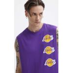  Trička s kulatým výstřihem NEW ERA ve fialové barvě z bavlny ve velikosti L bez rukávů s kulatým výstřihem  strečová  s motivem LA Lakers 