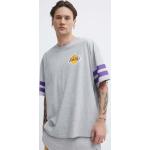 BIO  Trička s kulatým výstřihem NEW ERA v šedé barvě z bavlny ve velikosti L s kulatým výstřihem  strečová  s motivem LA Lakers 