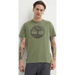 Bavlněné tričko Timberland zelená barva, s potiskem, TB0A2C2RAP61
