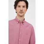 BIO Košile Tommy Hilfiger v bordeaux červené z bavlny ve velikosti L s button-down límcem strečové 