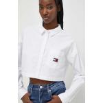 Dámské BIO Košile s dlouhým rukávem Tommy Hilfiger v bílé barvě z bavlny ve velikosti L s dlouhým rukávem ve slevě 