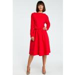 Dámské Šaty Bewear v červené barvě v kancelářském stylu z bavlny ve velikosti L po lýtka ve slevě 