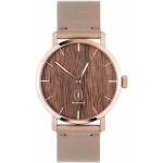 Dámské Náramkové hodinky BeWooden v pudrové barvě v minimalistickém stylu s koženým řemínkem dřevěné udržitelná móda 